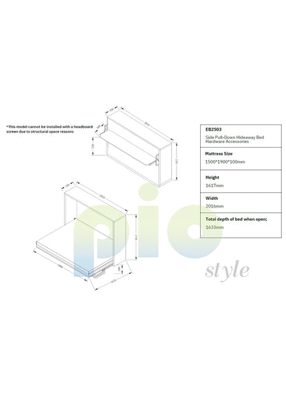 EB2503 Side Pull-Down Hideaway Bed Hardware Accessories