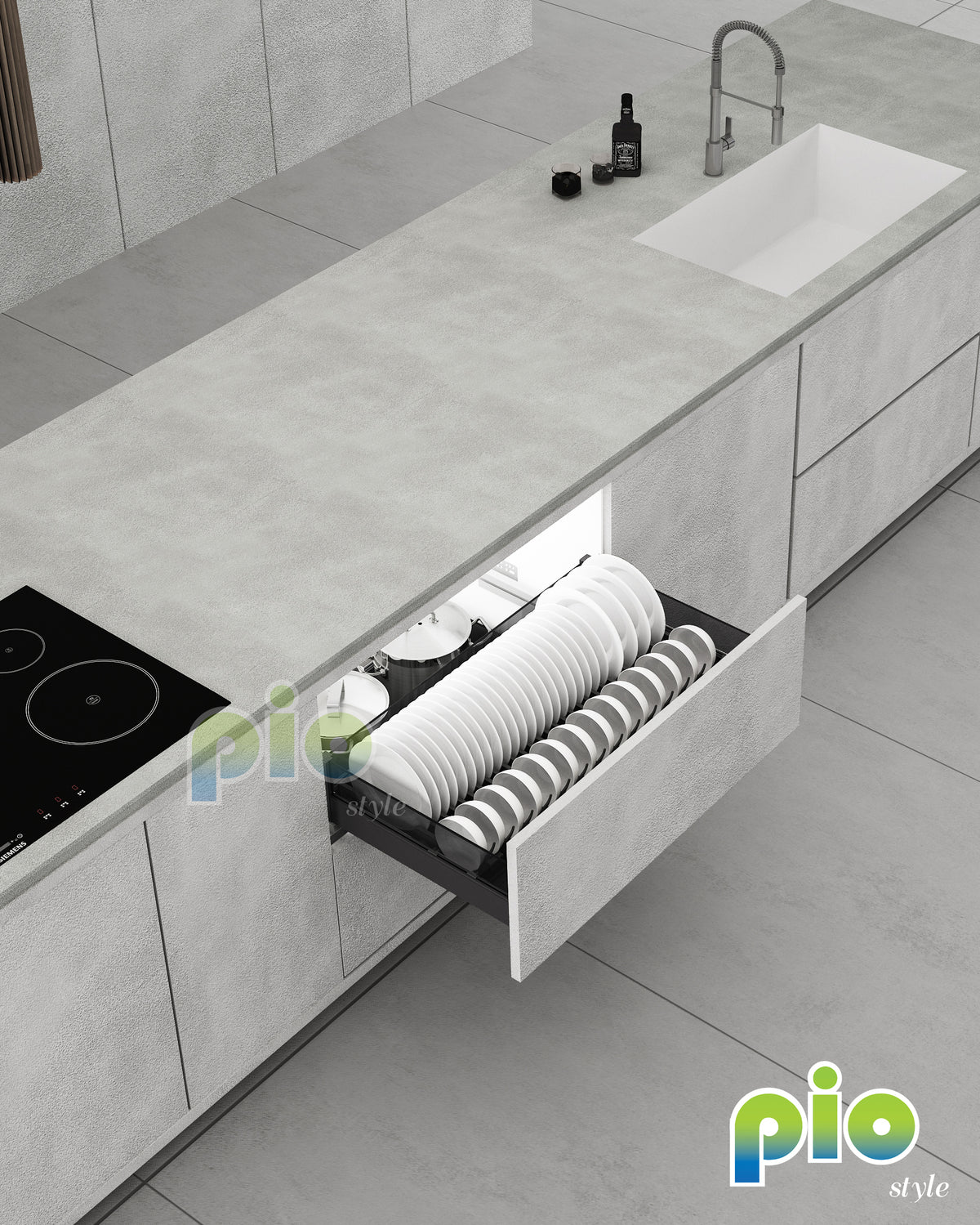 FD9027 Aluminium Tableware Storage Drawer – Pio Style
