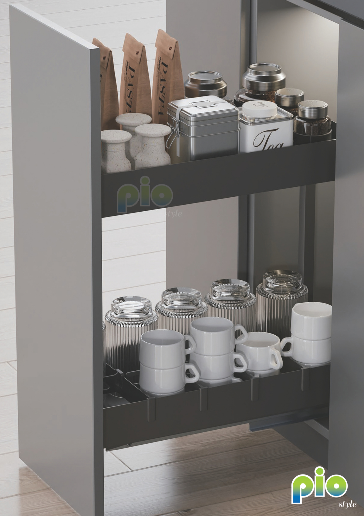 FD1116 2-Tier Pull-Out Kitchen Organizer with Dividers