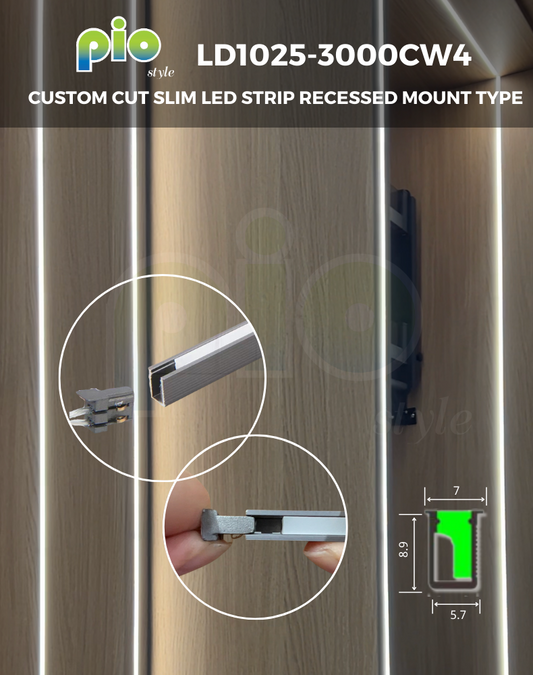 LD1025 Custom Cut Slim LED Recessed LED Channel