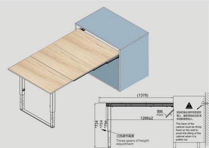 EB2505 带可折叠桌腿的隐藏式桌滑轨