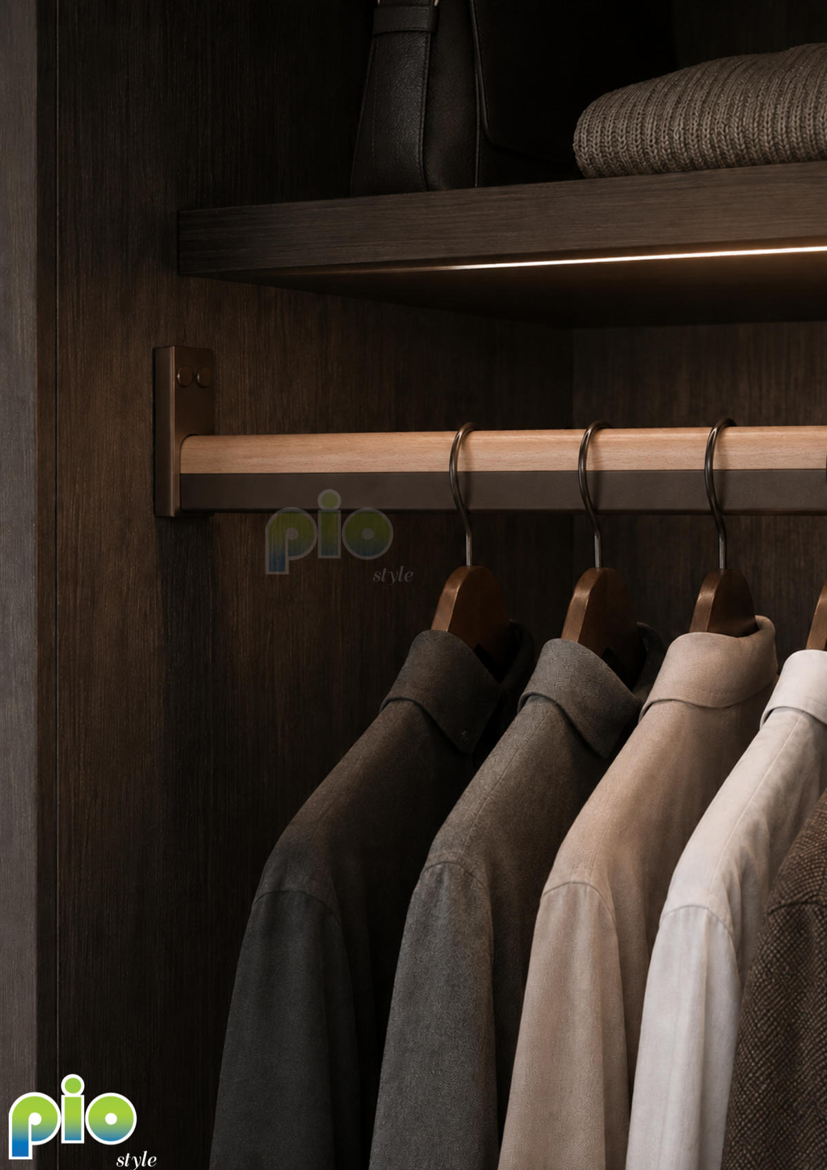 TF6036 Walnut & Aluminium Hanging Rod and Rod Holder