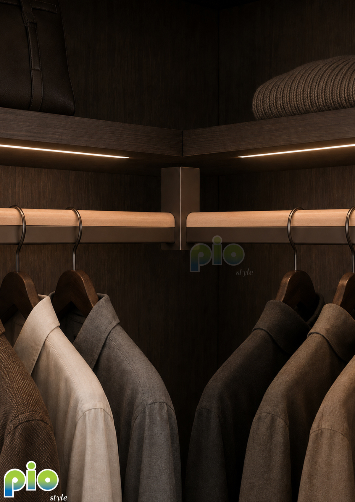 TF6036 Walnut & Aluminium Hanging Rod and Rod Holder