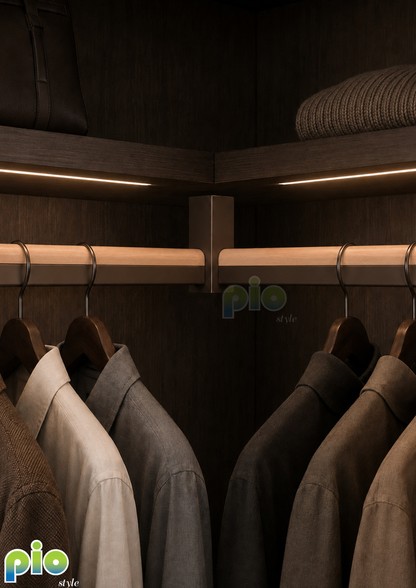 TF6036 Walnut & Aluminium Hanging Rod and Rod Holder