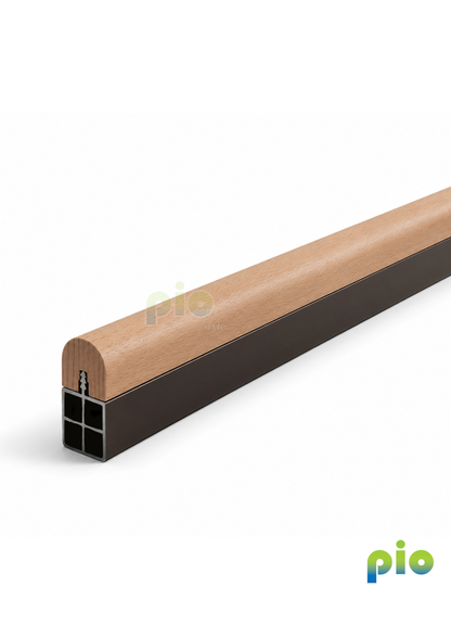 TF6036 Walnut & Aluminium Hanging Rod and Rod Holder