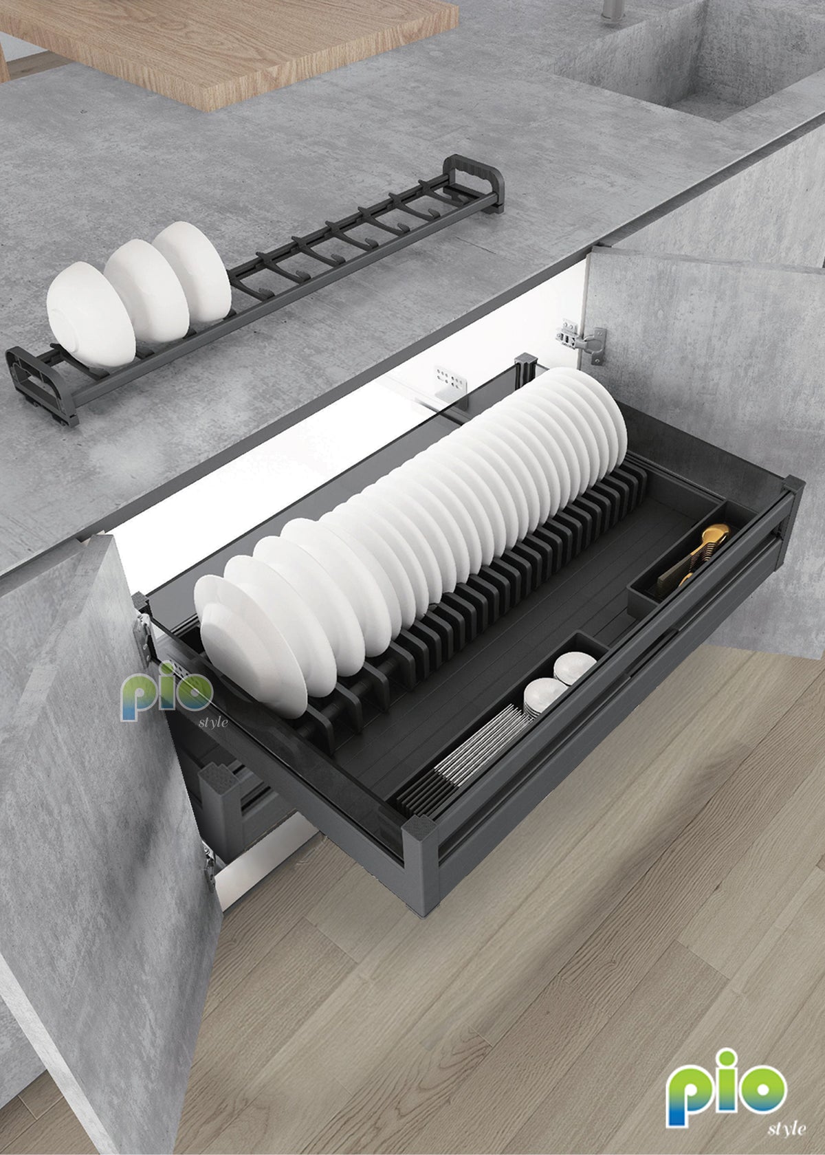 FD9038 Aluminium Tableware Storage Drawer – Pio Style