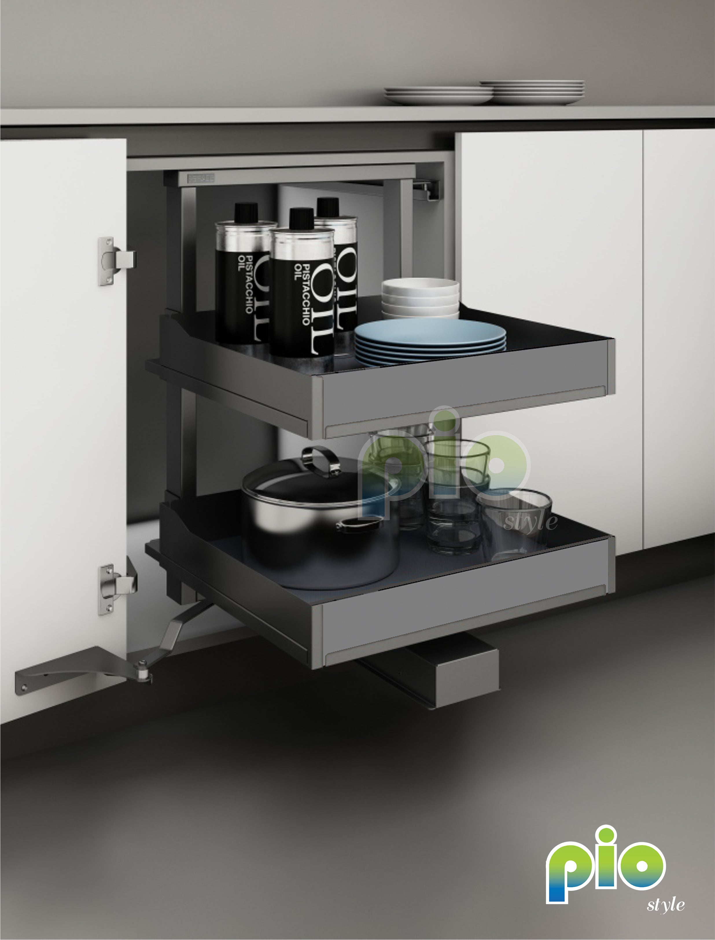 FD1005 2 Tier Door Linked Pull Out Rack – Pio Style