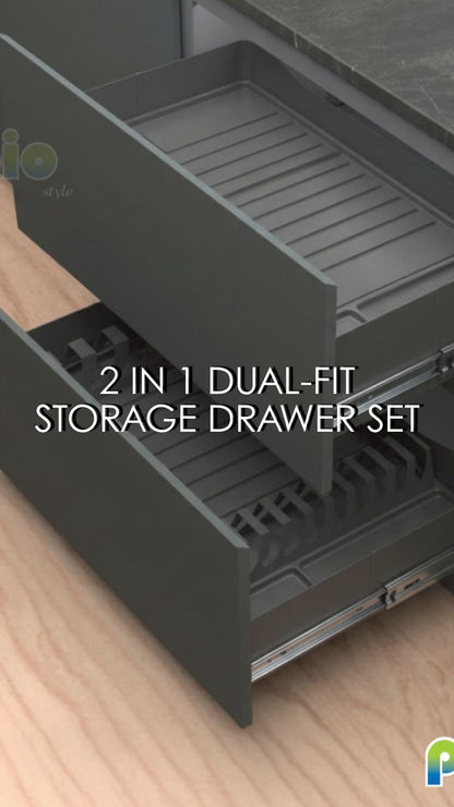 FD1117 2 in 1 Dual-Fit Storage Drawer Set