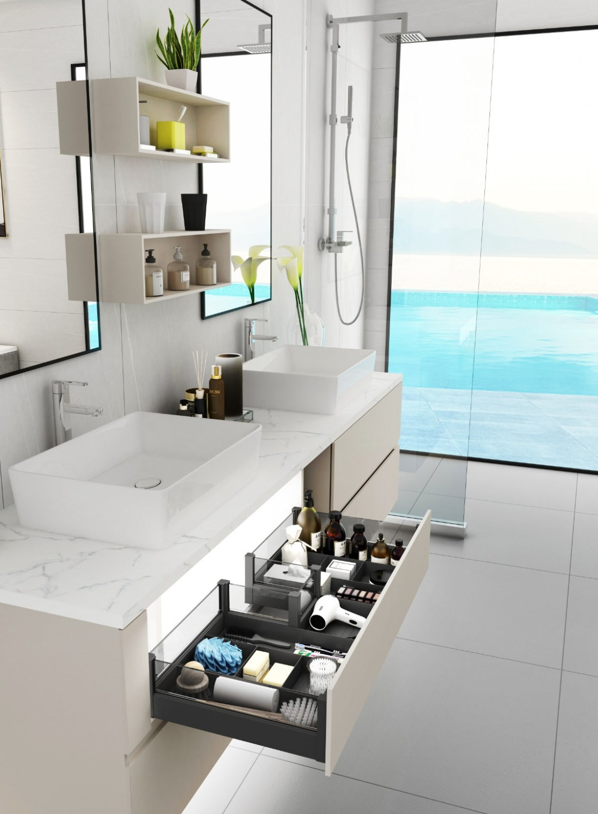 FD9052 Aluminium Bathroom Cabinet Storage Drawer – Pio Style